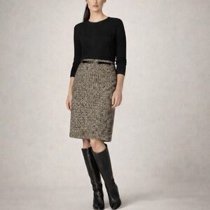 United Colors of Benetton Gray Houndstooth Belted Pencil Skirt IT 38/ US 2